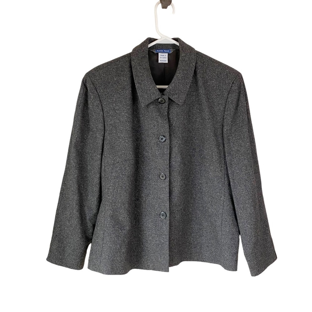 Austin Reed Wool Blazer Gray Lined 16WP Silk Angora - Picture 7 of 7